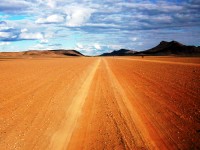 Travelling in Morocco: track in the Sahara desert